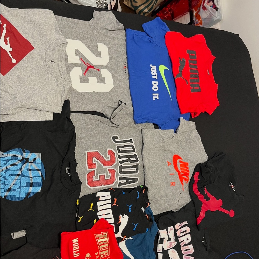 Nike and Puma Kids Graphic T-Shirts - Gray, Red, Blue Size Big Kids 8 -$8 each